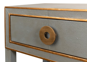 Sarreid Gabriella Shagreen Nightstand In Storm Grey With Elegant Brass Hardware – Stylish & Durable Design Grey  53569-2