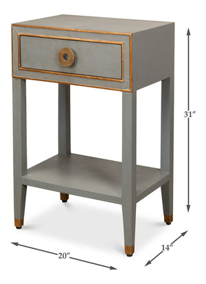 Sarreid Gabriella Shagreen Nightstand In Storm Grey With Elegant Brass Hardware – Stylish & Durable Design Grey  53569-2