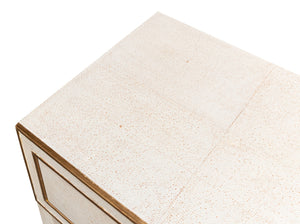 Sarreid Gabriella Shagreen Nightstand In Osprey White With Elegant Brass Hardware For Chic Bedroom Decor White  53569-4