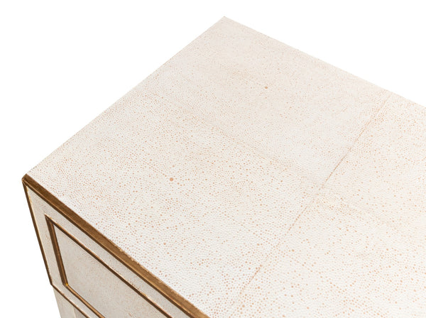 Sarreid Gabriella Shagreen Nightstand In Osprey White With Elegant Brass Hardware For Chic Bedroom Decor White  53569-4
