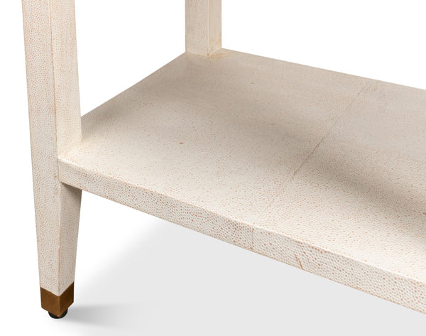 Sarreid Gabriella Shagreen Nightstand In Osprey White With Elegant Brass Hardware For Chic Bedroom Decor White  53569-4