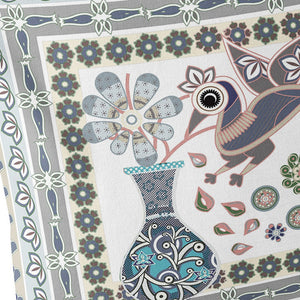 Homeroots Set Of Two 16" X 16" Gray And White Peacock Blown Seam Floral Indoor Outdoor Throw Pillow  Polyester 535692