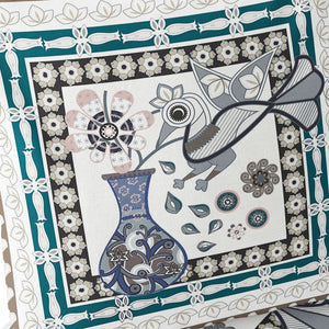 Homeroots Set Of Two 16" X 16" Beige And Green Peacock Blown Seam Floral Indoor Outdoor Throw Pillow  Polyester 535698