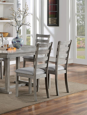 English Elm Dining 7-Piece Rustic Dining Set With Gray Finish Table & Soft Fabric Seat Chairs For Cozy Meals B011S01473