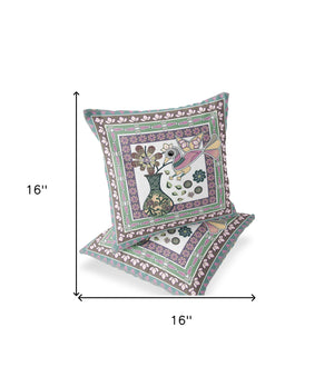 Homeroots Set Of Two 16" X 16" Pink And Brown Peacock Blown Seam Floral Indoor Outdoor Throw Pillow  Polyester 535702