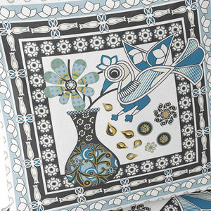 Homeroots Set Of Two 16" X 16" Black And White Peacock Blown Seam Floral Indoor Outdoor Throw Pillow  Polyester 535704