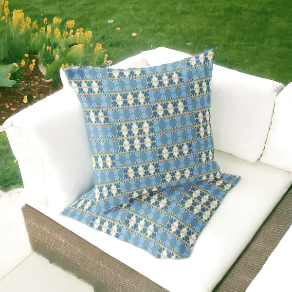 Homeroots Set Of Two 16" X 16" Blue And Green Blown Seam Striped Indoor Outdoor Throw Pillow  Polyester 535708