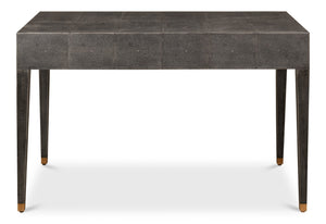 Sarreid Gabriella Antique Grey Shagreen Desk/Table – Stylish Iron & Leather Design For Modern Workspaces Grey  53571-1