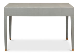 Sarreid Gabriella Storm Grey Shagreen Desk/Table - Elegant Iron & Leather Finish For Modern Workspaces Grey  53571-2
