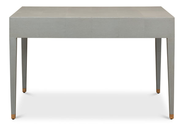 Sarreid Gabriella Storm Grey Shagreen Desk/Table - Elegant Iron & Leather Finish For Modern Workspaces Grey  53571-2