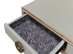 Sarreid Gabriella Storm Grey Shagreen Desk/Table - Elegant Iron & Leather Finish For Modern Workspaces Grey  53571-2