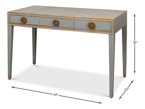 Sarreid Gabriella Storm Grey Shagreen Desk/Table - Elegant Iron & Leather Finish For Modern Workspaces Grey  53571-2