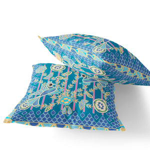 Homeroots Set Of Two 16" X 16" Blue And Green Peacock Blown Seam Floral Indoor Outdoor Throw Pillow  Polyester 535715