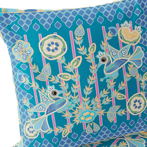 Homeroots Set Of Two 16" X 16" Blue And Green Peacock Blown Seam Floral Indoor Outdoor Throw Pillow  Polyester 535715