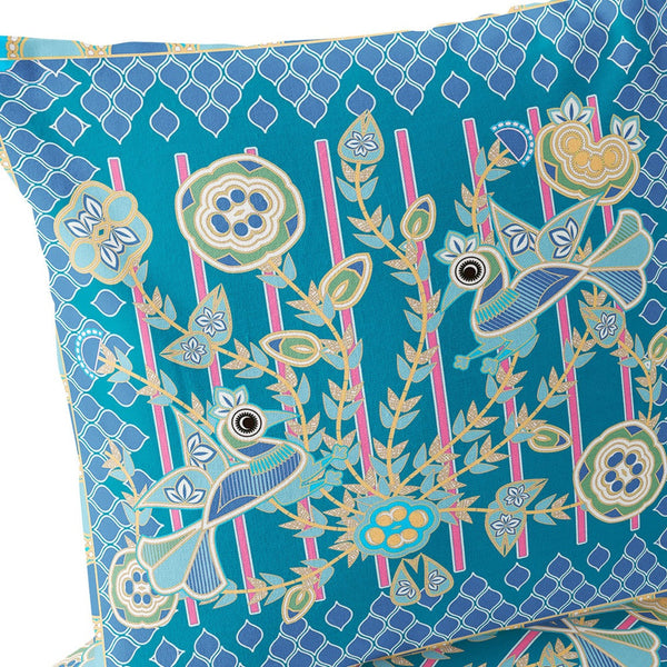 Homeroots Set Of Two 16" X 16" Blue And Green Peacock Blown Seam Floral Indoor Outdoor Throw Pillow  Polyester 535715