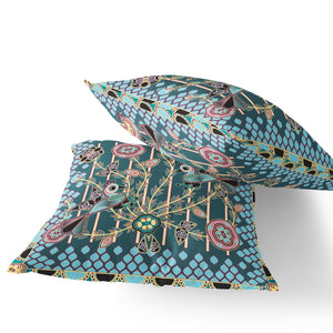 Homeroots Set Of Two 16" X 16" Green And Pink Peacock Blown Seam Floral Indoor Outdoor Throw Pillow  Polyester 535717