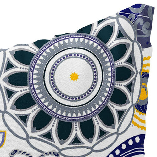 Homeroots Set Of Two 16" X 16" Blue And White Blown Seam Floral Indoor Outdoor Throw Pillow  Polyester 535719