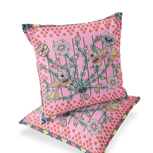 Homeroots Set Of Two 16" X 16" Yellow And Peach Peacock Blown Seam Floral Indoor Outdoor Throw Pillow  Polyester 535729