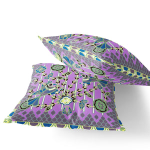 Homeroots Set Of Two 16" X 16" Green And Yellow Peacock Blown Seam Floral Indoor Outdoor Throw Pillow  Polyester 535732