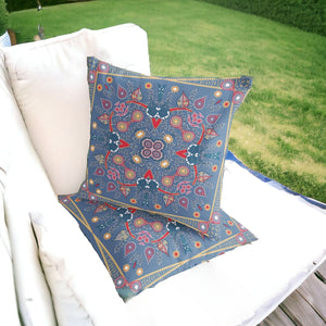 Homeroots Set Of Two 16" X 16" Blue And Purple Blown Seam Paisley Indoor Outdoor Throw Pillow  Polyester 535766