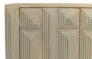 Sarreid Peyton 2 Door Commode In Elegant Sage Finish - Stylish Pine Wood Storage For Your Bathroom Décor Green  53577-4