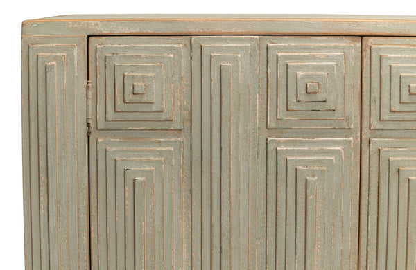 Sarreid Peyton 2 Door Commode In Elegant Sage Finish - Stylish Pine Wood Storage For Your Bathroom Décor Green  53577-4