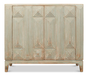Sarreid Peyton 2 Door Commode In Elegant Sage Finish - Stylish Pine Wood Storage For Your Bathroom Décor Green  53577-4