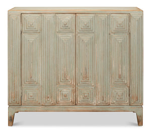 Sarreid Peyton 2 Door Commode In Elegant Sage Finish - Stylish Pine Wood Storage For Your Bathroom Décor Green  53577-4