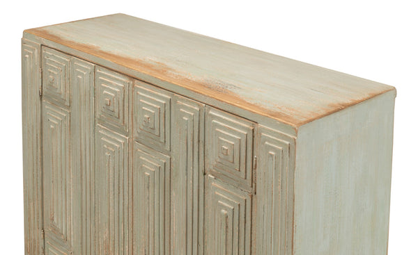 Sarreid Peyton 2 Door Commode In Elegant Sage Finish - Stylish Pine Wood Storage For Your Bathroom Décor Green  53577-4