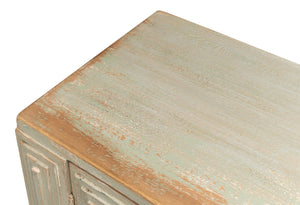 Sarreid Peyton 2 Door Commode In Elegant Sage Finish - Stylish Pine Wood Storage For Your Bathroom Décor Green  53577-4