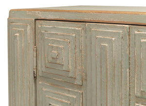 Sarreid Peyton 2 Door Commode In Elegant Sage Finish - Stylish Pine Wood Storage For Your Bathroom Décor Green  53577-4