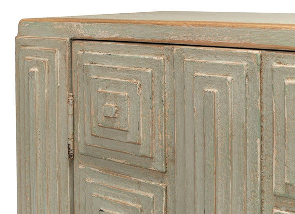 Sarreid Peyton 2 Door Commode In Elegant Sage Finish - Stylish Pine Wood Storage For Your Bathroom Décor Green  53577-4