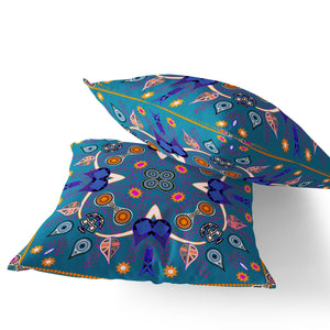 Homeroots Set Of Two 16" X 16" Blue Blown Seam Paisley Indoor Outdoor Throw Pillow  Polyester 535776