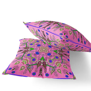 Homeroots Set Of Two 16" X 16" Pink Blown Seam Abstract Indoor Outdoor Throw Pillow  Polyester 535779