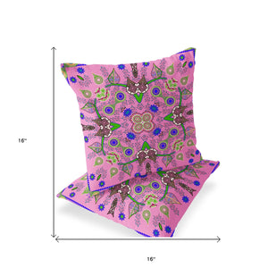 Homeroots Set Of Two 16" X 16" Pink Blown Seam Abstract Indoor Outdoor Throw Pillow  Polyester 535779