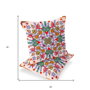 Homeroots Set Of Two 16" X 16" White Blown Seam Abstract Indoor Outdoor Throw Pillow  Polyester 535781