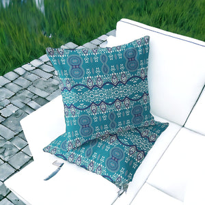 Homeroots Set Of Two 16" X 16" Aqua Blown Seam Abstract Indoor Outdoor Throw Pillow  Polyester 535782