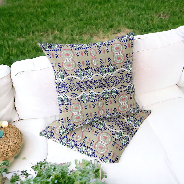 Homeroots Set Of Two 16" X 16" Beige Blown Seam Abstract Indoor Outdoor Throw Pillow  Polyester 535783