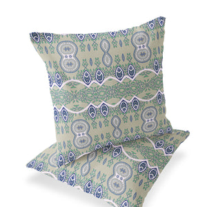 Homeroots Set Of Two 16" X 16" Green Blown Seam Abstract Indoor Outdoor Throw Pillow  Polyester 535784