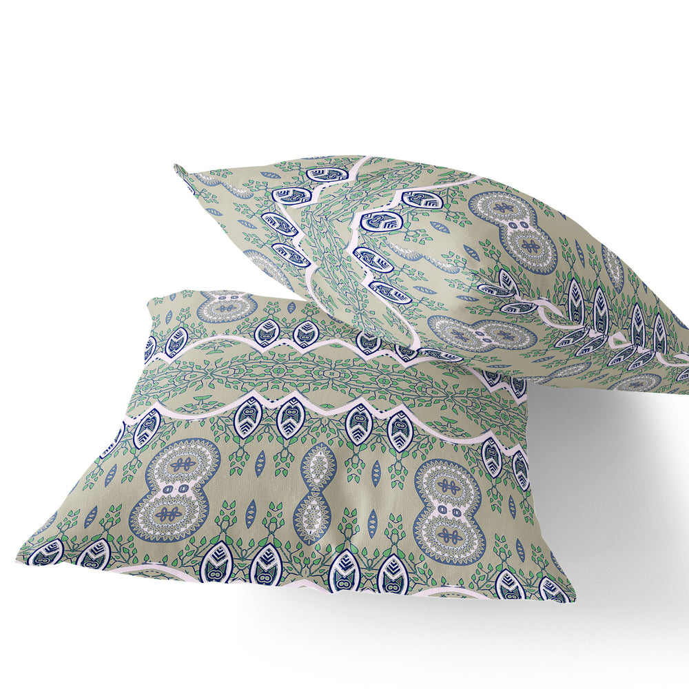 Homeroots Set Of Two 16" X 16" Green Blown Seam Abstract Indoor Outdoor Throw Pillow  Polyester 535784