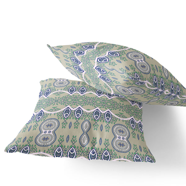 Homeroots Set Of Two 16" X 16" Green Blown Seam Abstract Indoor Outdoor Throw Pillow  Polyester 535784