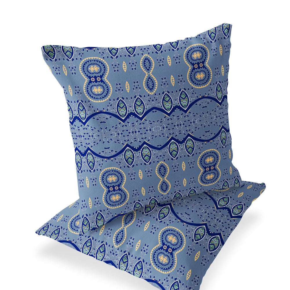 Homeroots Set Of Two 16" X 16" Blue Blown Seam Abstract Indoor Outdoor Throw Pillow  Polyester 535786