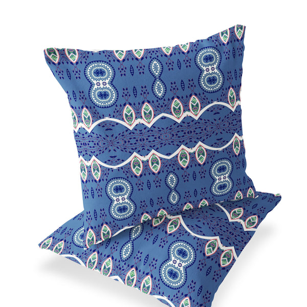 Homeroots Set Of Two 16" X 16" Blue Blown Seam Abstract Indoor Outdoor Throw Pillow  Polyester 535787
