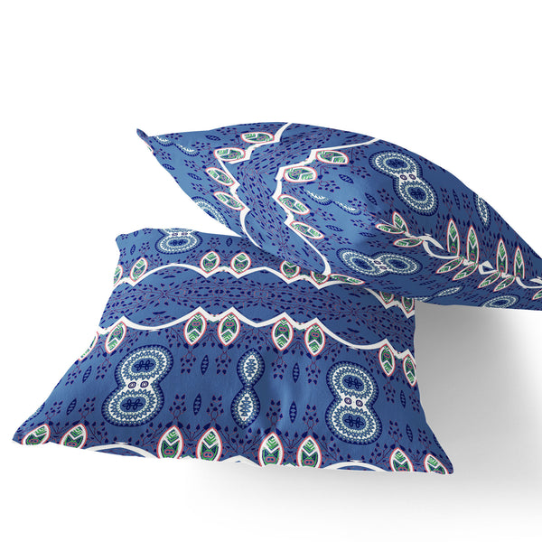 Homeroots Set Of Two 16" X 16" Blue Blown Seam Abstract Indoor Outdoor Throw Pillow  Polyester 535787