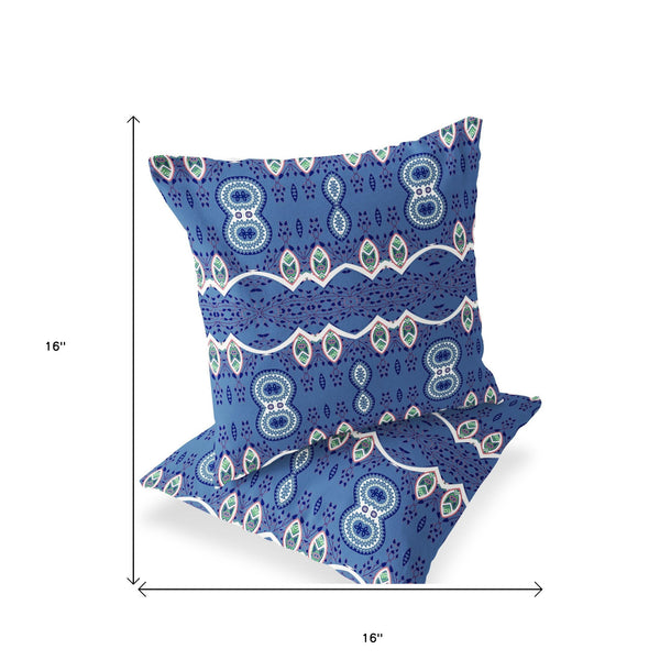 Homeroots Set Of Two 16" X 16" Blue Blown Seam Abstract Indoor Outdoor Throw Pillow  Polyester 535787
