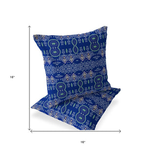 Homeroots Set Of Two 16" X 16" Navy Blue Blown Seam Abstract Indoor Outdoor Throw Pillow  Polyester 535788
