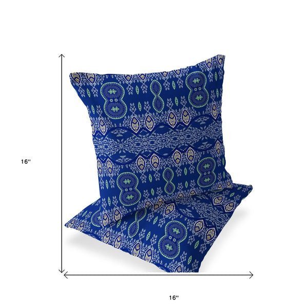 Homeroots Set Of Two 16" X 16" Navy Blue Blown Seam Abstract Indoor Outdoor Throw Pillow  Polyester 535788