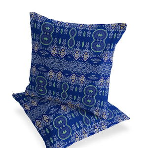 Homeroots Set Of Two 16" X 16" Navy Blue Blown Seam Abstract Indoor Outdoor Throw Pillow  Polyester 535788
