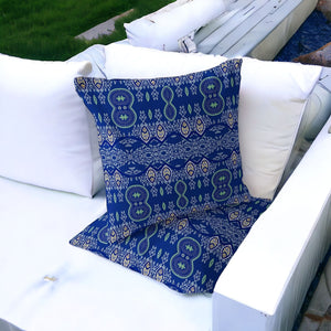 Homeroots Set Of Two 16" X 16" Navy Blue Blown Seam Abstract Indoor Outdoor Throw Pillow  Polyester 535788