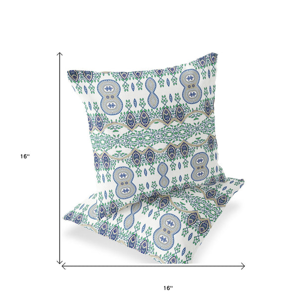Homeroots Set Of Two 16" X 16" Off White Blown Seam Abstract Indoor Outdoor Throw Pillow  Polyester 535789